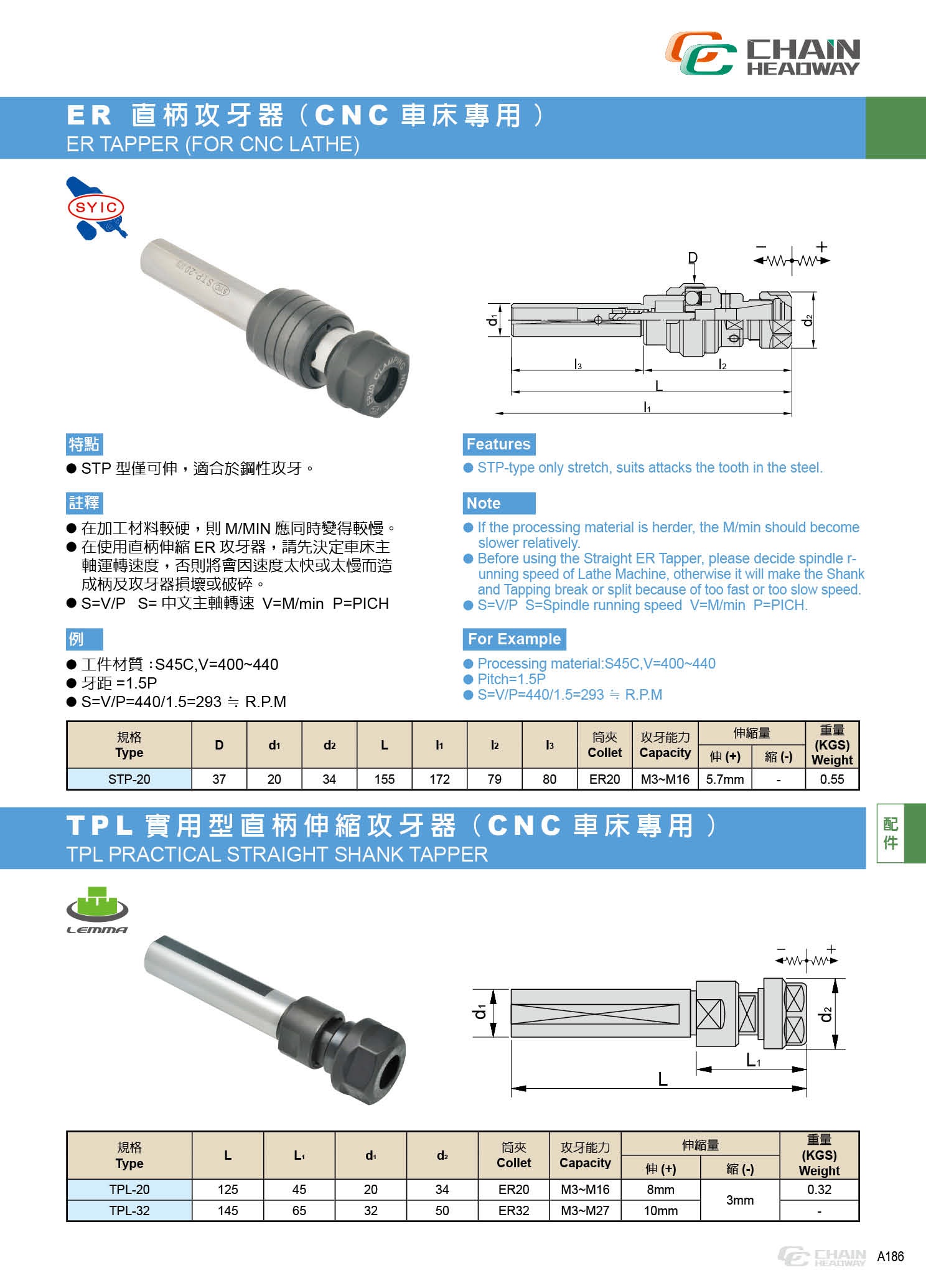 TPL 实用型直柄伸缩攻牙器(CNC车床专用)
